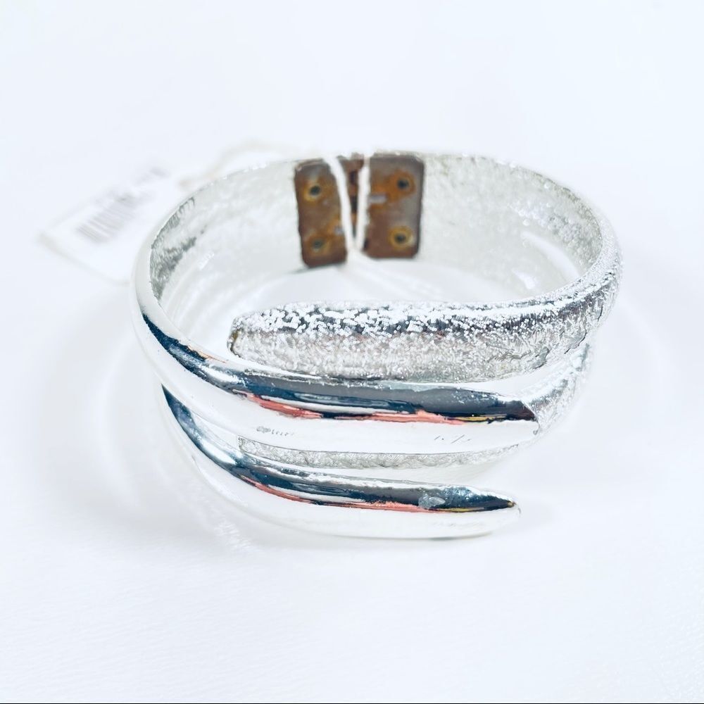 Silver Pleated  Really Nice Cuff Bracelet
